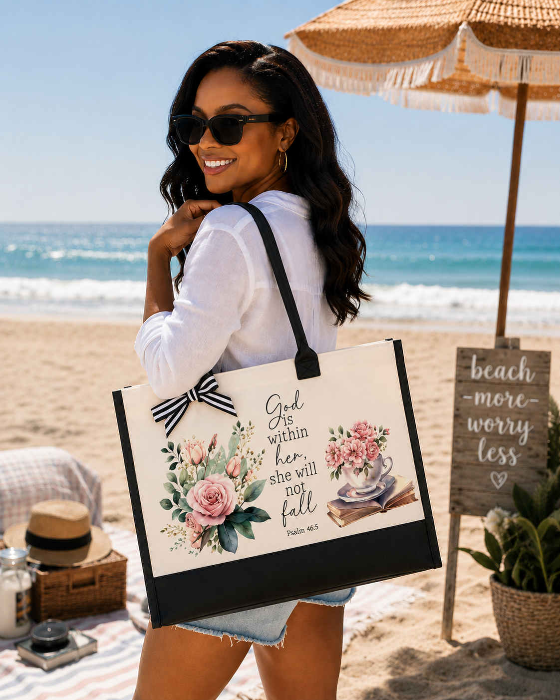 God Is Within Her Tote & Cosmetic Bag Set