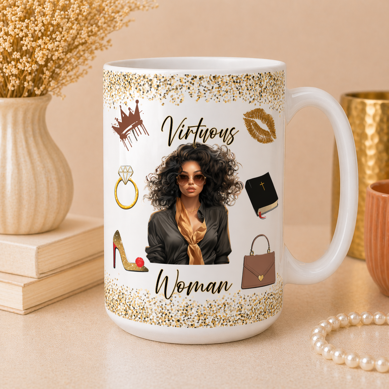 Virtuous Woman Ceramic Mug Black Blouse