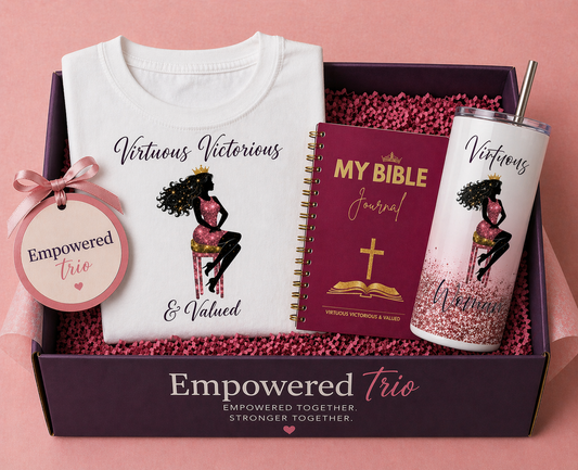 Empowered Trio Bundle — T-Shirt + Tumbler + Journal $54.99