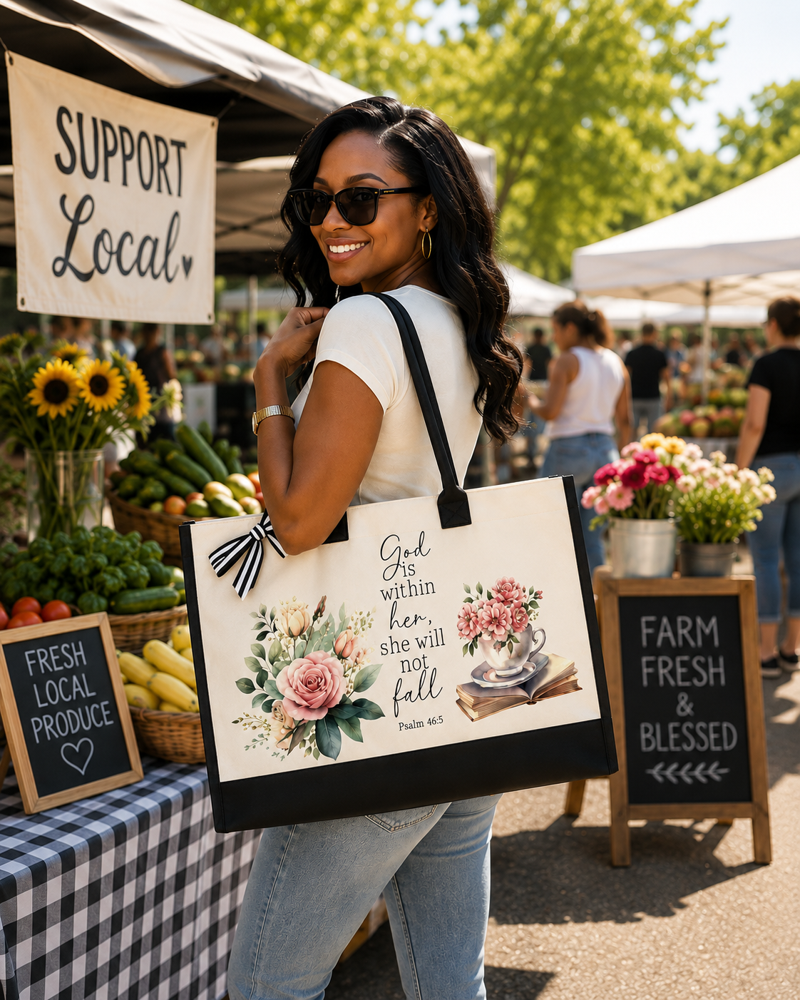 God Is Within Her Tote & Cosmetic Bag Set