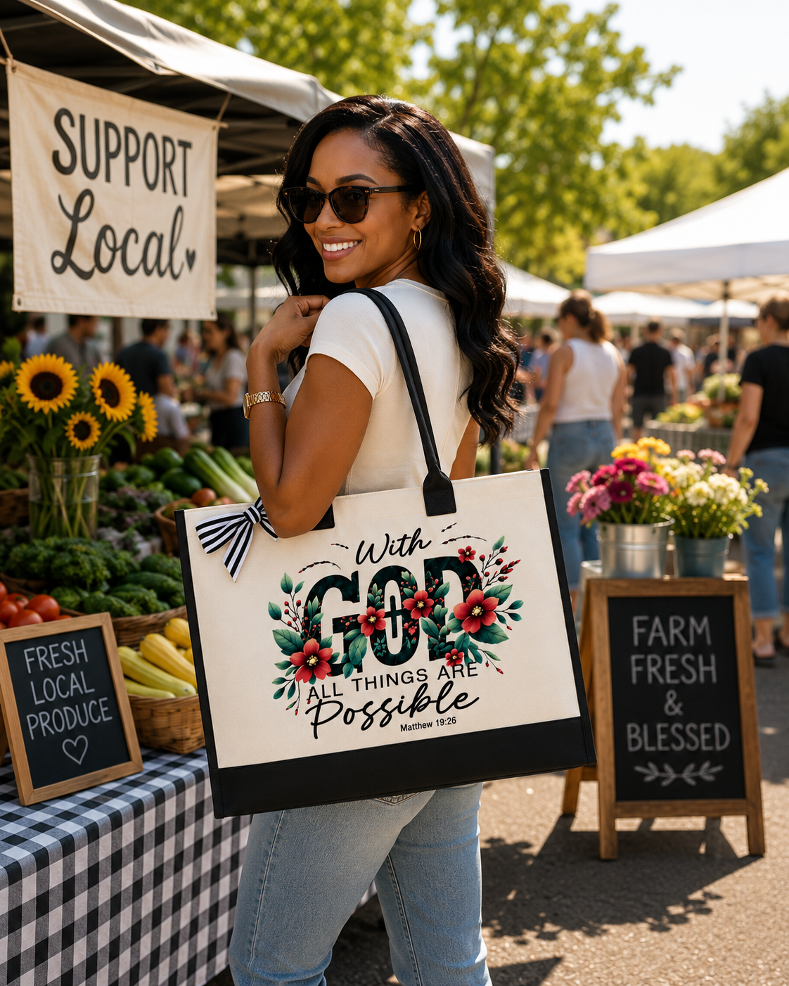 With God All Things Are Possible Tote & Cosmetic Bag Set