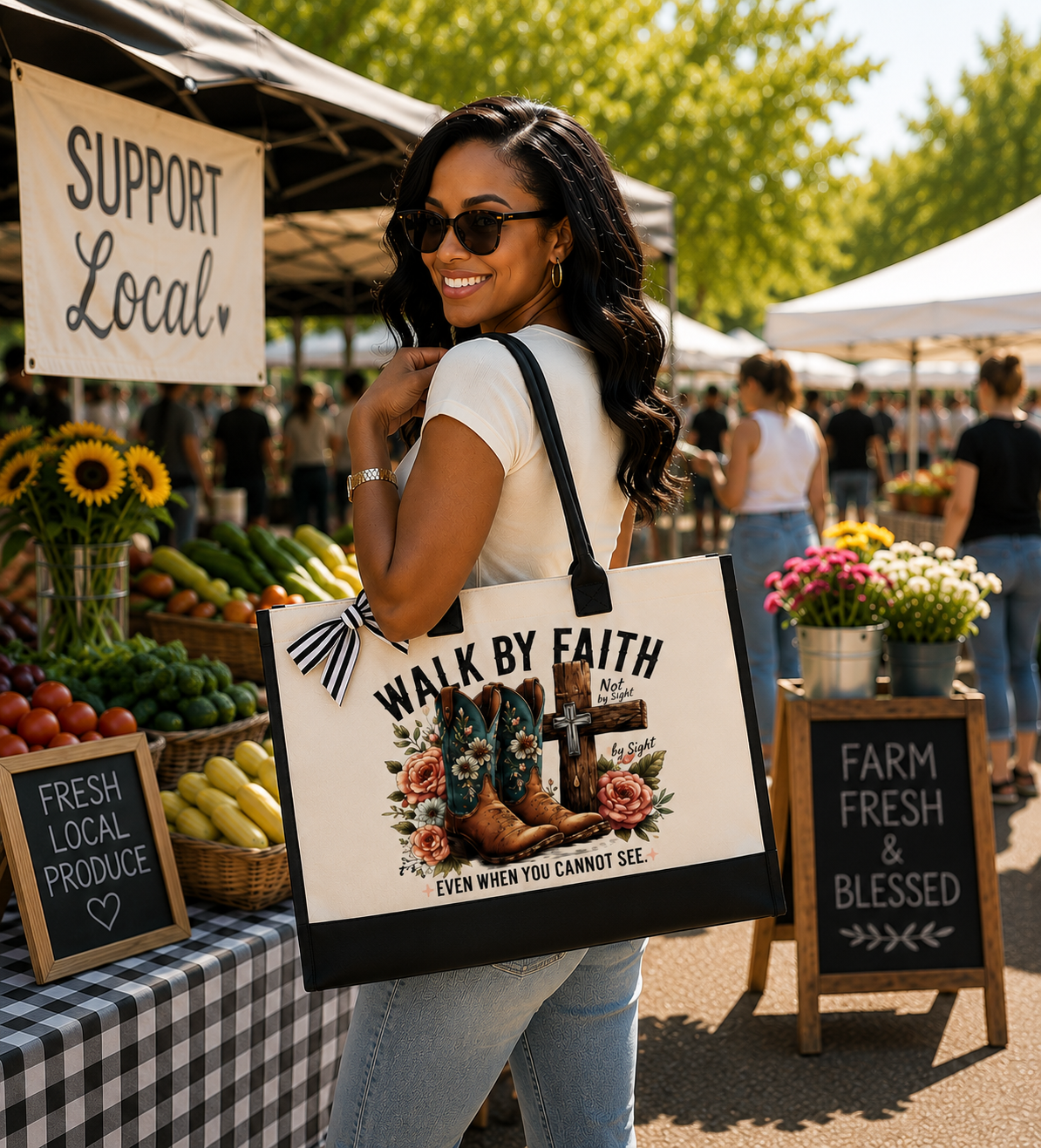 Walk by Faith Tote & Cosmetic Bag Set