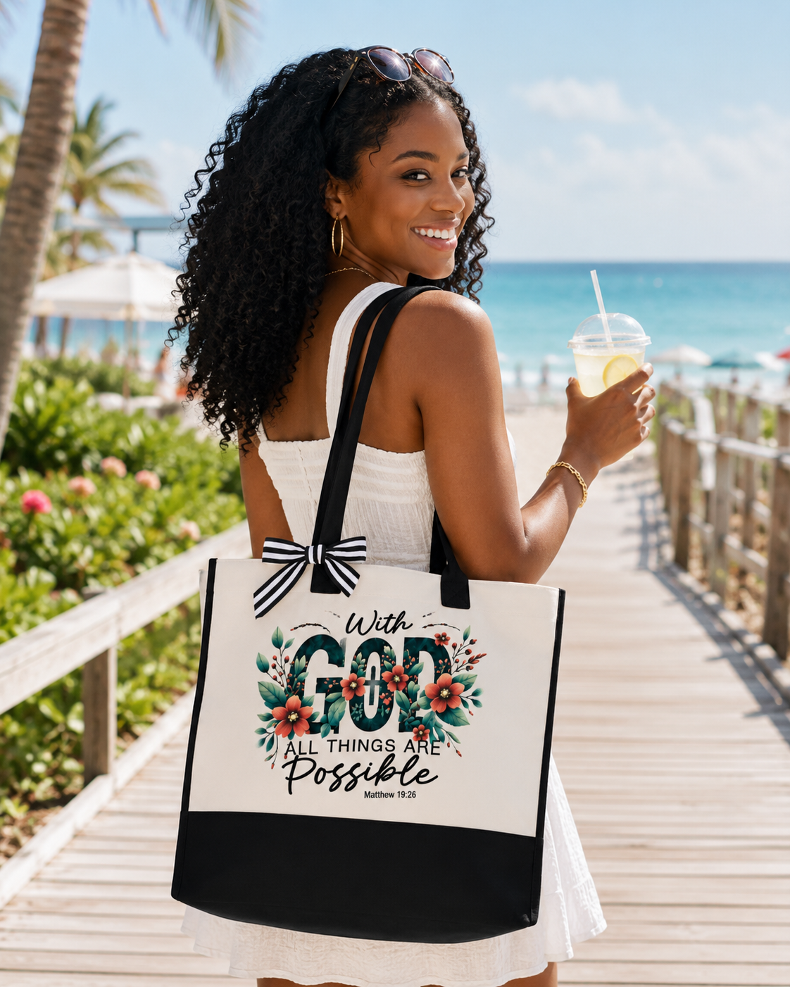 With God All Things Are Possible Tote & Cosmetic Bag Set