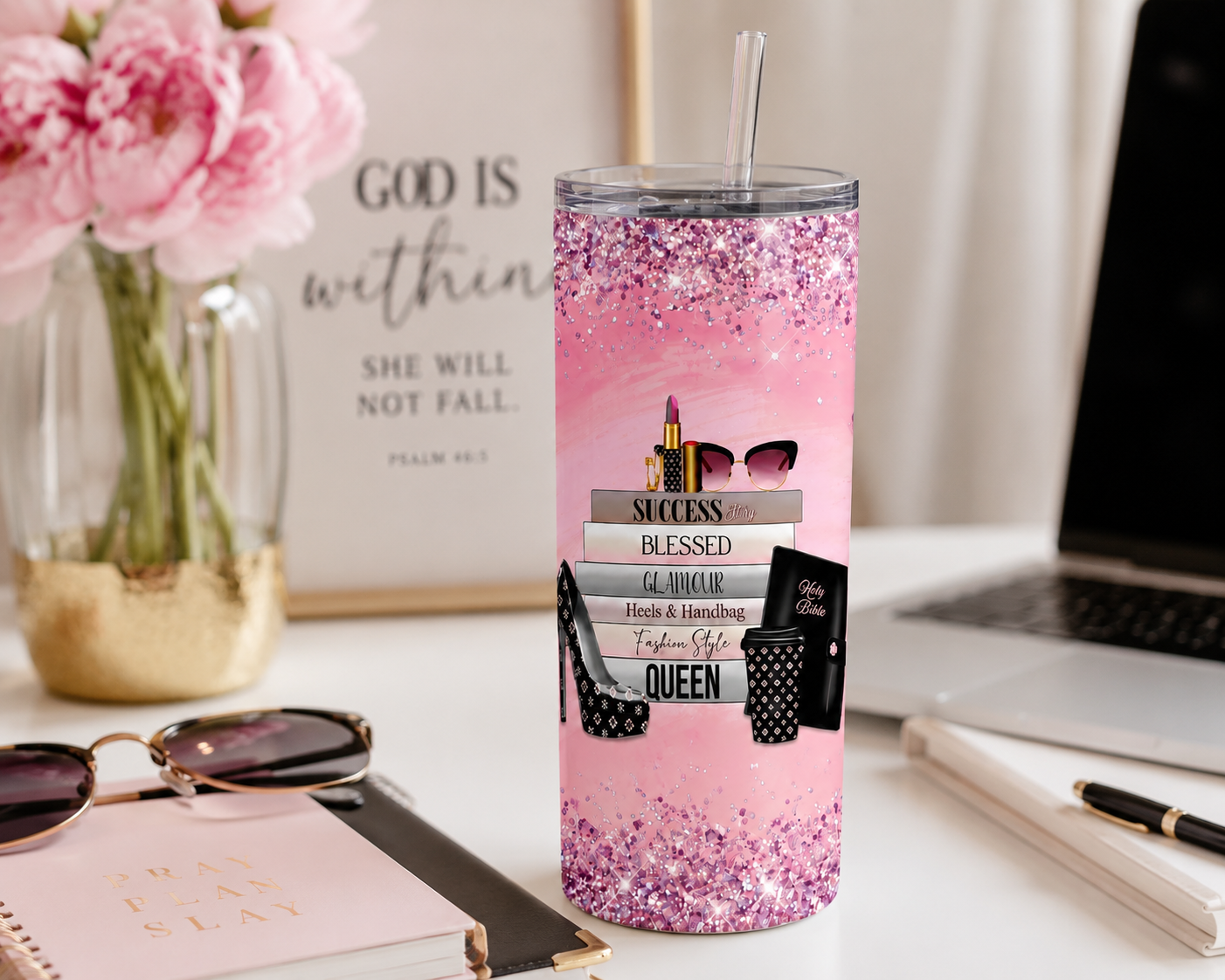 Queen's Stack Glitter Tumbler – Pink Glitter