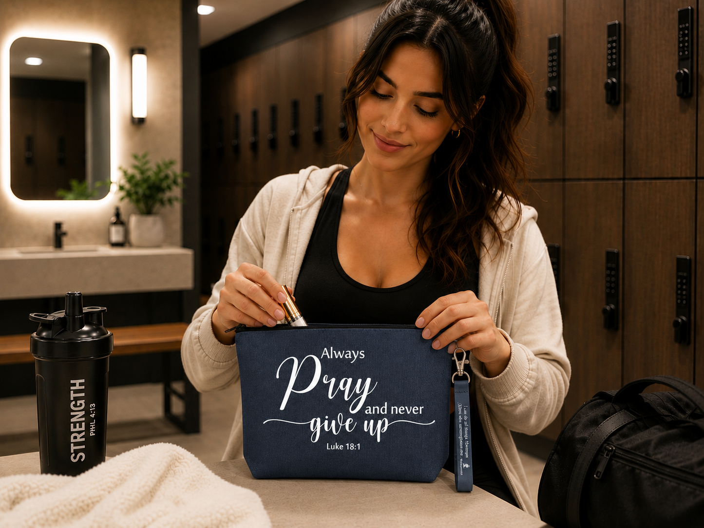 Always Pray and Never Give Up Cosmetic Bag