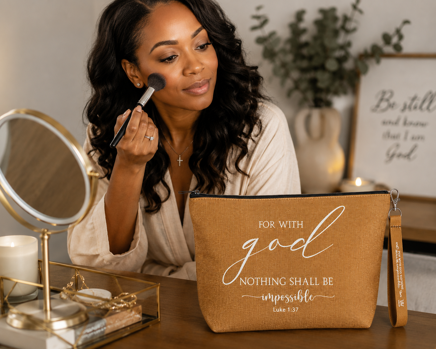 For With God Nothing Shall Be Impossible Cosmetic Bag