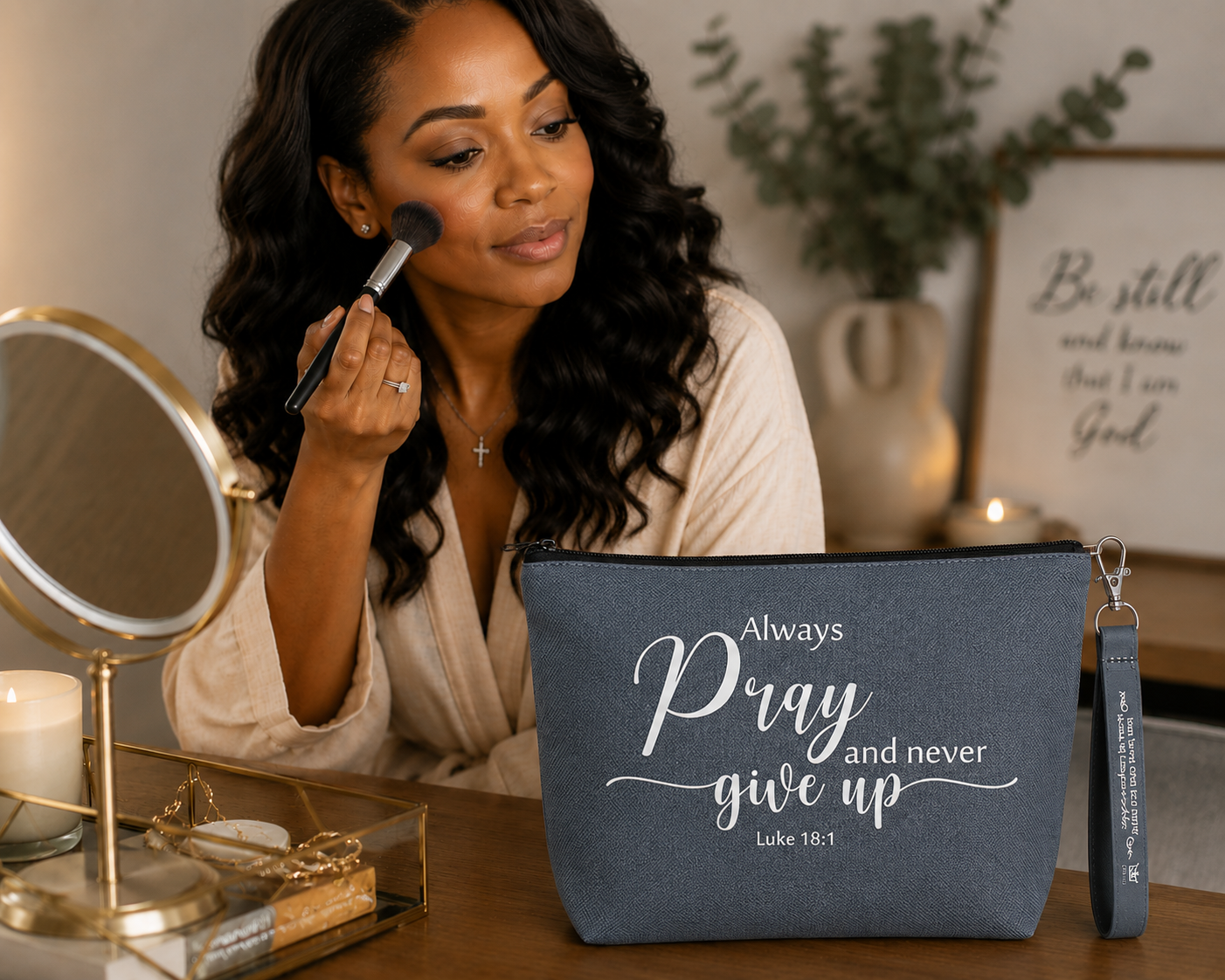 Always Pray and Never Give Up Cosmetic Bag
