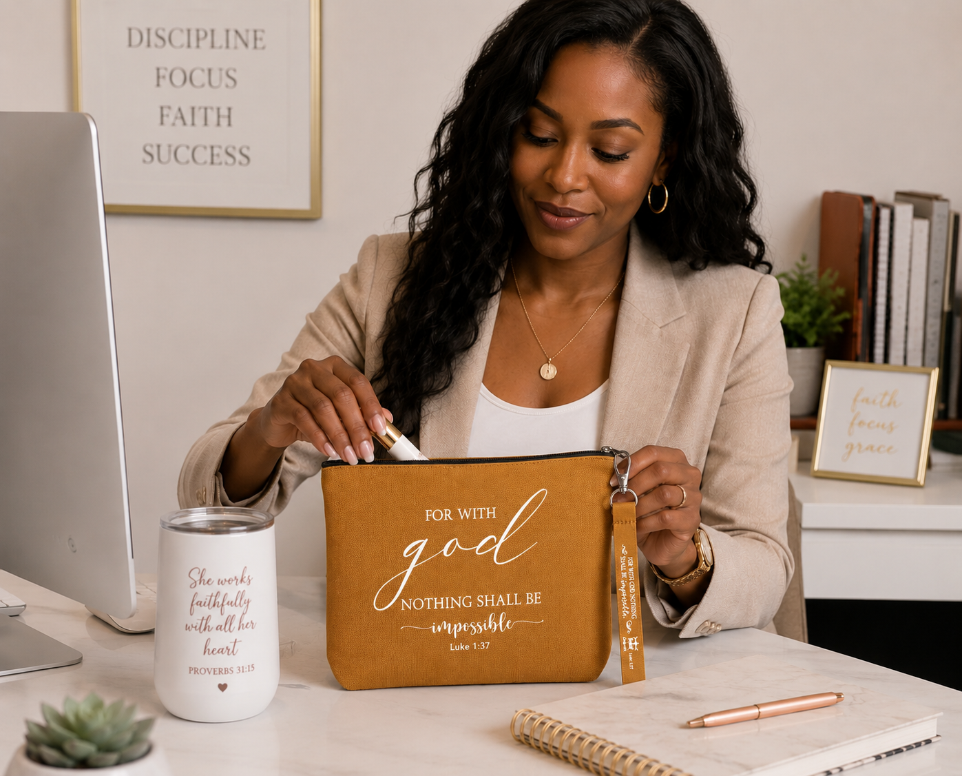 For With God Nothing Shall Be Impossible Cosmetic Bag