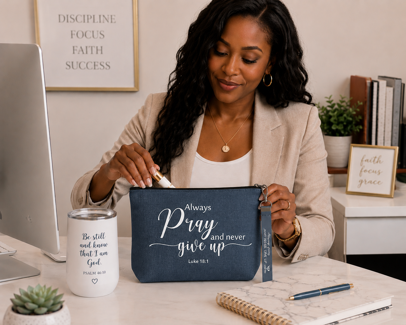 Always Pray and Never Give Up Cosmetic Bag