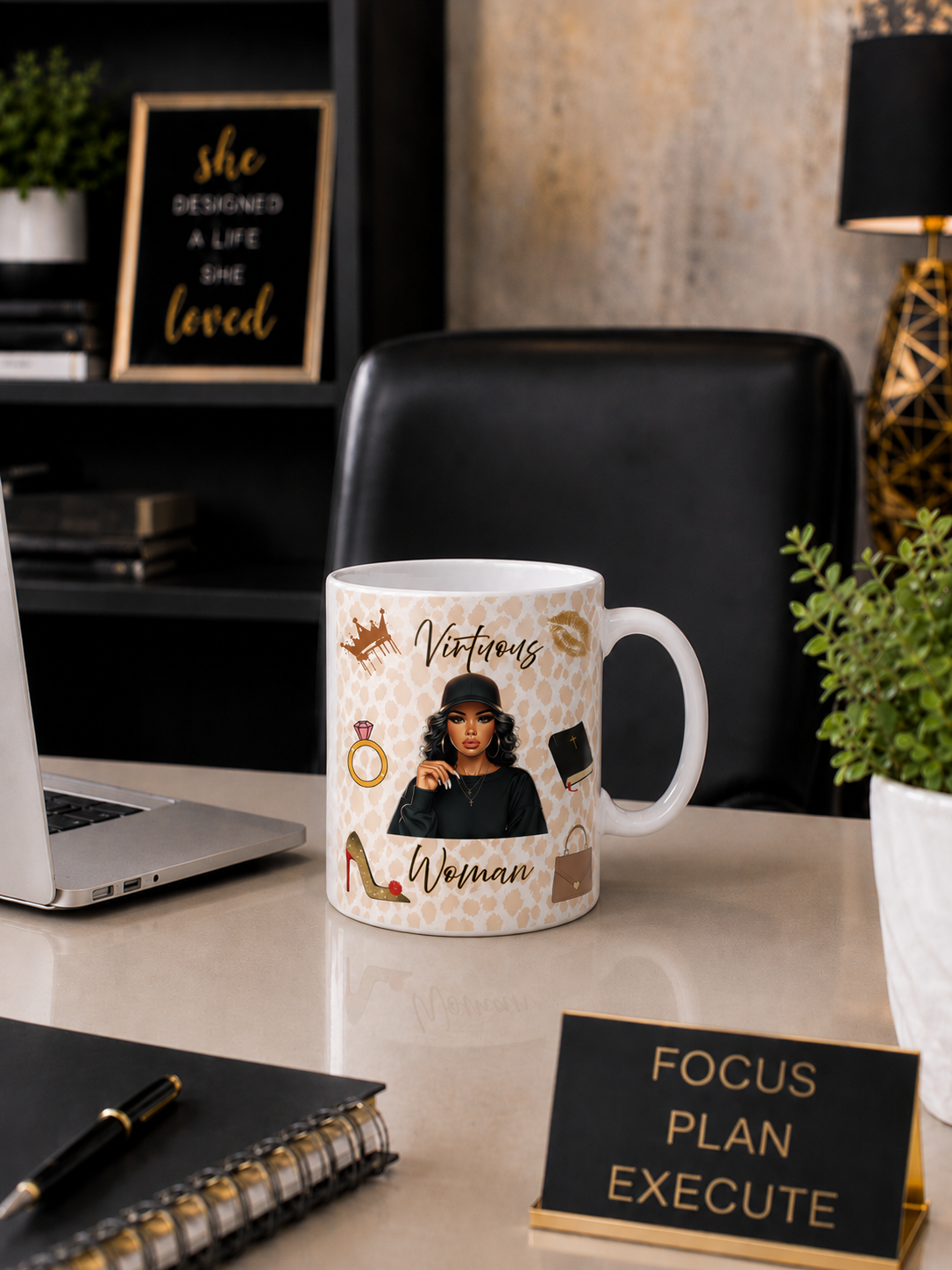 Virtuous Woman Ceramic Mug - Black Cap