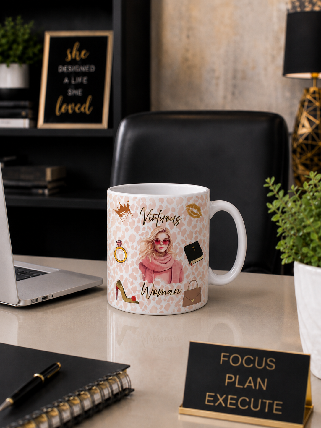 Virtuous Woman Ceramic Mug - Pink Scarf